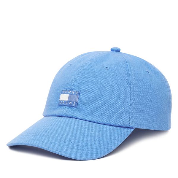 Czapka z daszkiem Tommy Jeans. Niebieskie czapki i kapelusze damskie Tommy Jeans, bez wzorów, z jeansu. Za 104.99 zł.