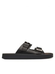 Calvin Klein Klapki Ergon Double Bar Sandal Lth HM0HM02097 Czarny. Czarne klapki męskie Calvin Klein, ze skóry. Za 529.99 zł.