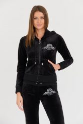 JUICY COUTURE Czarna bluza Arched Metallic. Czarne bluzy damskie Juicy Couture, s, bez wzorów, bez kaptura. W wyprzedaży za 369.99 zł.