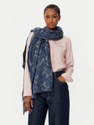 Tommy Hilfiger Szal Distinct Jacquard Scarf AW0AW16372 Niebieski. Niebieskie czapki i kapelusze damskie Tommy Hilfiger, bez wzorów, z materiału. Za 349.99 zł.