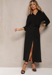 Czarna Casualowa Sukienka Koszulowa na Guziki z Kieszeniami Jezebel. Czarne sukienki damskie Renee, na spotkanie biznesowe, l, bez wzorów, eleganckie, bez kołnierzyka, bez ramiączek, maxi, koszulowe. Za 119.99 zł.