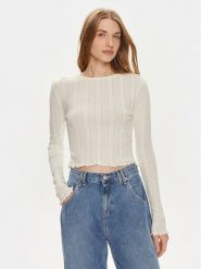 Noisy May Bluzka Judy 27022037 Écru Slim Fit. Bluzki damskie Noisy may, l, bez wzorów, z bawełny, bez kołnierzyka, bez ramiączek. Za 69.99 zł.