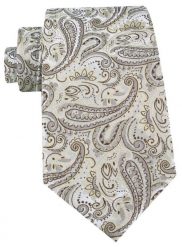 Męski Krawat - Chattier - Kolor Śmietankowy z Wzorem Paisley. Krawaty i muchy Chattier, bez wzorów, z tkaniny, eleganckie. Za 55.00 zł.