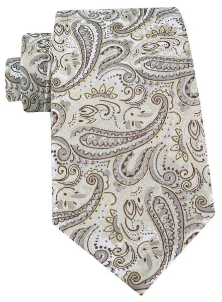 Męski Krawat - Chattier - Kolor Śmietankowy z Wzorem Paisley. Krawaty i muchy Chattier, bez wzorów, z tkaniny, eleganckie. Za 55.00 zł.