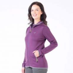 Damska bluza rozpinana z kapturem 100% Merino - Marin/Woolona. Fioletowe bluzy damskie WOOLONA, m, bez wzorów, z kapturem. W wyprzedaży za 540.00 zł.