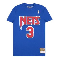 Koszulka New Jersey Nets. Niebieskie koszulki sportowe męskie Mitchell & Ness, bez wzorów, z jersey, bez kołnierzyka, bez ramiączek, do koszykówki. Za 286.50 zł.
