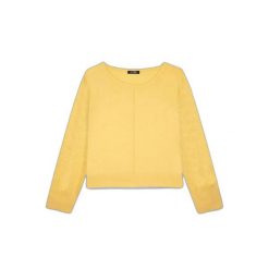 Sweter damski TBS Emana. Żółte swetry damskie TBS, uniwersalny, bez wzorów, z dzianiny, eleganckie, bez kołnierzyka, bez ramiączek, długie, bez kaptura. Za 323.25 zł.