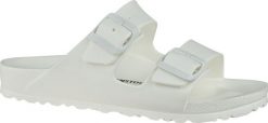 Birkenstock Arizona Eva - Klapki białe r. 39 (129443). Białe klapki damskie Birkenstock, bez wzorów, bez obcasa. Za 207.39 zł.