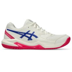 Damskie buty do tenisa Asics Gel-Dedicate 8. Białe obuwie sportowe damskie Asics, bez wzorów, tenisowe. Za 323.00 zł.