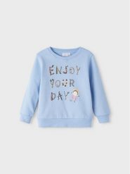 NAME IT Bluza 13207313 Błękitny Regular Fit. Niebieskie bluzy dla dziewczynek Name it, bez wzorów, z bawełny, bez ramiączek, bez kaptura. Za 129.99 zł.