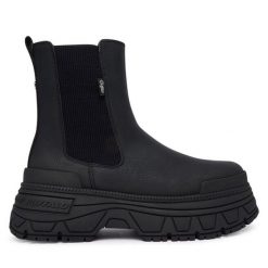 Sztyblety Buffalo. Czarne botki damskie Buffalo, bez obcasa, na płaskiej podeszwie, bez zapięcia. Za 379.99 zł.