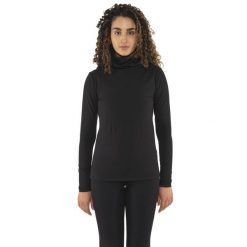 Langärmliges Rollkragen-T-Shirt für Damen mit Leone 1947 Nigdy bez plakietki. Czarne t-shirty damskie LEONE 1947 APPAREL, bez wzorów, z bawełny, bez kołnierzyka. W wyprzedaży za 103.15 zł.