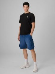 4F Spodenki casual cargo męskie - denim L. Niebieskie szorty męskie 4f, l, bez wzorów, z denimu, casualowe. Za 159.99 zł.