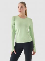 4F Longsleeve do biegania szybkoschnący damski - zielony XS. Zielone koszulki sportowe damskie 4f, xs, bez wzorów, z dzianiny, bez kołnierzyka, bez ramiączek, do biegania. W wyprzedaży za 79.99 zł.