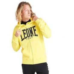 Bluza z bawełna z kaptur na co dzień na siłownię. Żółte bluzy męskie LEONE 1947 APPAREL, bez wzorów, z bawełny, bez kaptura. W wyprzedaży za 151.56 zł.