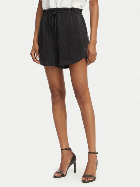 HUGO Szorty materiałowe Hermione-1 50559554 Czarny Loose Fit. Czarne spodnie materiałowe damskie Hugo, bez wzorów, z materiału. Za 534.99 zł.