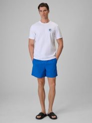 4F Spodenki plażowe boardshorty z filtrem UPF50+ męskie - niebieskie L. Niebieskie kąpielówki męskie 4f, l, bez wzorów, z materiału, na fitness i siłownię. Za 129.99 zł.
