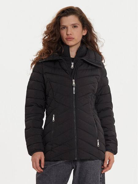 DKNY Kurtka zimowa DLEMPN45 Czarny Regular Fit. Czarne kurtki damskie DKNY, na zimę, xl, bez wzorów, z syntetyku, bez kaptura. Za 469.99 zł.