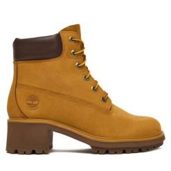 Trzewiki Timberland. Żółte botki damskie Timberland, bez obcasa, na słupku, bez zapięcia. Za 719.99 zł.