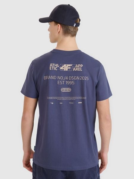 4F T-shirt regular z nadrukiem męski - szary S. Szare koszulki sportowe męskie 4f, m, bez wzorów, z bawełny, bez kołnierzyka, bez ramiączek. W wyprzedaży za 39.99 zł.