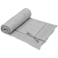 EKO Bawełniany Kocyk Ribbon, Szary. Szare kocyki dla dzieci EKO, z bawełny. Za 55.00 zł.
