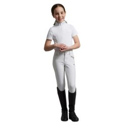 Dziewczęca konkursowa koszulka polo Premier Equine Maria. Białe t-shirty i topy dla dziewczynek PREMIER EQUINE, z aplikacjami, z bawełny, bez ramiączek. Za 344.50 zł.