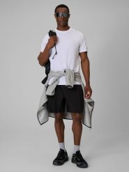 4F Spodenki tkaninowe męskie - czarne S. Czarne szorty męskie 4f, m, bez wzorów, z materiału. Za 129.99 zł.