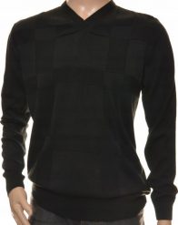 Leccos Sweter męski w serek z kaszmirem turecki L czarny. Czarne swetry przez głowę męskie Leccos, l, bez wzorów, z kaszmiru, bez kołnierzyka. Za 79.99 zł.