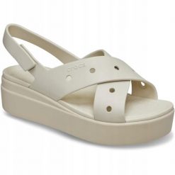 Sandały dla Kobiet Crocs Brooklyn 4U Cross Strap Sandal. Czarne sandały damskie Crocs, bez wzorów, z materiału, bez obcasa, na obcasie, bez zapięcia. Za 289.99 zł.