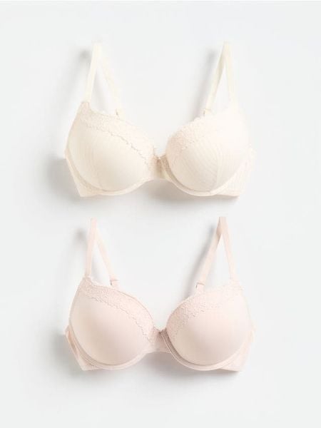Biustonosz super push up 2 pack - złamana biel. Biustonosze Reserved, bez wzorów, z dzianiny. Za 99.99 zł.