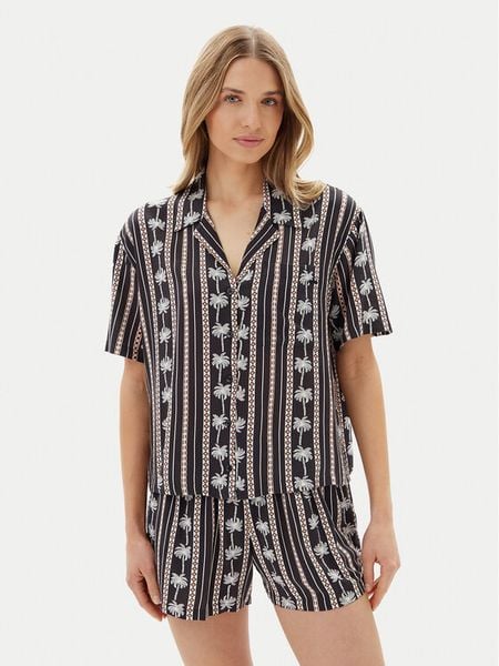 Volcom Koszula Sun Stunner B0412500 Czarny Boxy Fit. Czarne bluzki damskie Volcom, xs, bez wzorów, z wiskozy, bez kołnierzyka, bez ramiączek. Za 159.99 zł.