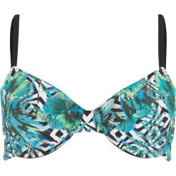 Biustonosz bikini na fiszbinach bonprix zielony z nadrukiem. Bikini damskie marki bonprix. Za 44.99 zł.