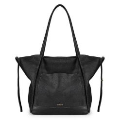 Duża skórzana torba shopper damska FL28 Lusso czarna. Czarne torebki shopper damskie bez wzorów, ze skóry, duże, bez dodatków. Za 296.99 zł.