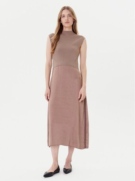 BOSS Sukienka codzienna Ferdolini 50542873 Beżowy Regular Fit. Brązowe sukienki damskie Boss, na co dzień, xl, bez wzorów, z wiskozy, bez kołnierzyka, bez ramiączek, proste. Za 739.99 zł.