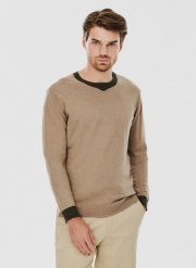 PAKO LORENTE – Melanżowy sweter męski. Brązowe swetry przez głowę męskie Pako Lorente, na jesień, l, bez wzorów, z bawełny, bez kołnierzyka. Za 149.99 zł.