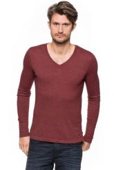 MĘSKI SWETER TOM TAILOR V-NECK WITH RIB DETAILS BURGUNDY DARK RED 3018534.00.15 COL. 4499. Czerwone swetry przez głowę męskie Tom Tailor, m, bez wzorów, bez kołnierzyka. W wyprzedaży za 59.99 zł.