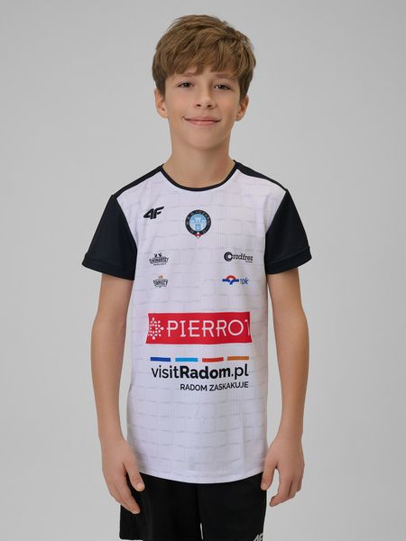 4F Koszulka meczowa replika domowa z sezonu 2025/26 dziecięca 4F x WKS Czarni Radom - biała 98/104. Białe bluzki dla dziewczynek 4f, bez wzorów, z dzianiny, bez ramiączek. Za 179.99 zł.