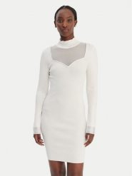 Guess Jeans Sukienka dzianinowa W6RK61 Z4842 Biały Regular Fit. Białe sukienki damskie Guess Jeans, xl, z aplikacjami, z dzianiny, bez kołnierzyka, bez ramiączek. Za 529.99 zł.