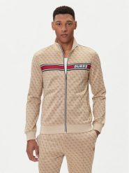 Guess Bluza Z2BQ06 K7122 Beżowy Regular Fit. Brązowe bluzy męskie Guess, m, z aplikacjami, z bawełny, bez kaptura. Za 379.99 zł.