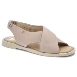 Różowe Sandały Nessi Wygodne Skórzane Buty. Czerwone sandały damskie Nessi, z aplikacjami, ze skóry, bez obcasa, na obcasie, bez zapięcia. Za 225.00 zł.
