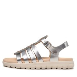 Sandały Geox. Szare sandały dziewczęce Geox, bez zapięcia. Za 189.99 zł.