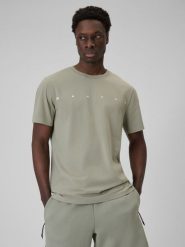 4F T-shirt regular z nadrukiem męski - zielony L. Brązowe t-shirty męskie 4f, l, bez wzorów, z dzianiny, bez kołnierzyka. Za 59.99 zł.