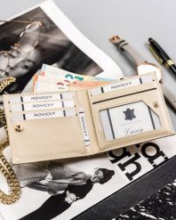 Portfel damski Milano Design SF-1814-JM beżowy. Brązowe portfele damskie MILANO DESIGN, bez wzorów, ze skóry ekologicznej. Za 37.99 zł.