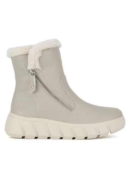 Rieker Botki Y3581-60 Beżowy. Brązowe botki damskie Rieker, z materiału, bez obcasa, na płaskiej podeszwie, bez zapięcia. Za 279.99 zł.