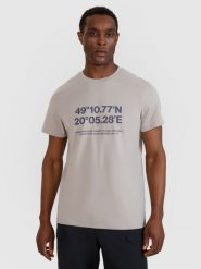 4F T-shirt regular z nadrukiem męski - szary L. Szare koszulki sportowe męskie 4f, l, bez wzorów, z bawełny, klasyczne, bez kołnierzyka. W wyprzedaży za 49.99 zł.