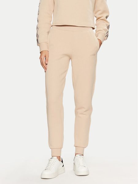 Guess Bluza V3BQ16 KB3P2 Beżowy Regular Fit. Brązowe bluzy damskie Guess, xs, z aplikacjami, z syntetyku, bez kaptura. Za 169.99 zł.