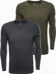 Ombre Zestaw longsleeve męski V-NECK - mix 2-pak V9 Z41 XXL. Bluzki z długim rękawem męskie Ombre, m, bez wzorów, bez kołnierzyka. Za 139.99 zł.