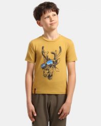 Chłopięca bawełniana koszulka Kilpi SALO-JB. Żółte t-shirty dla chłopców Kilpi, bez wzorów, z bawełny, bez ramiączek. Za 60.57 zł.