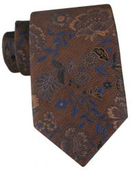 Brązowy Krawat w Kwiaty z Niebieskimi Akcentami - Chattier. Brązowe krawaty i muchy Chattier, bez wzorów, z tkaniny, eleganckie. Za 55.00 zł.