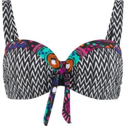 Biustonosz bikini na fiszbinach bonprix czarno-biały z nadrukiem. Bikini damskie marki bonprix. Za 49.99 zł.
